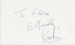 The Amazing Kreskin Signed 3x5 Index Card 