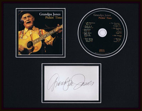 Grandpa Jones Signed Framed 11x14 Pickin Time CD & Photo Display