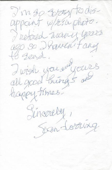 Joan Lorring Signed Handwritten Letter The Verdict Three Strangers