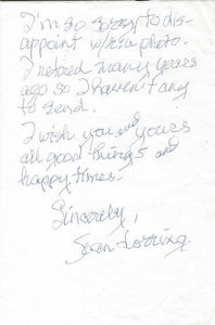 Joan Lorring Signed Handwritten Letter The Verdict Three Strangers