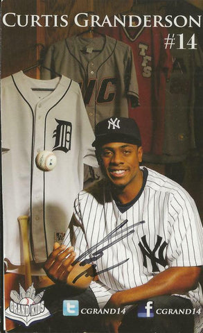 Curtis Granderson Signed 3.5x6 Yankees Tigers Postcard Photo