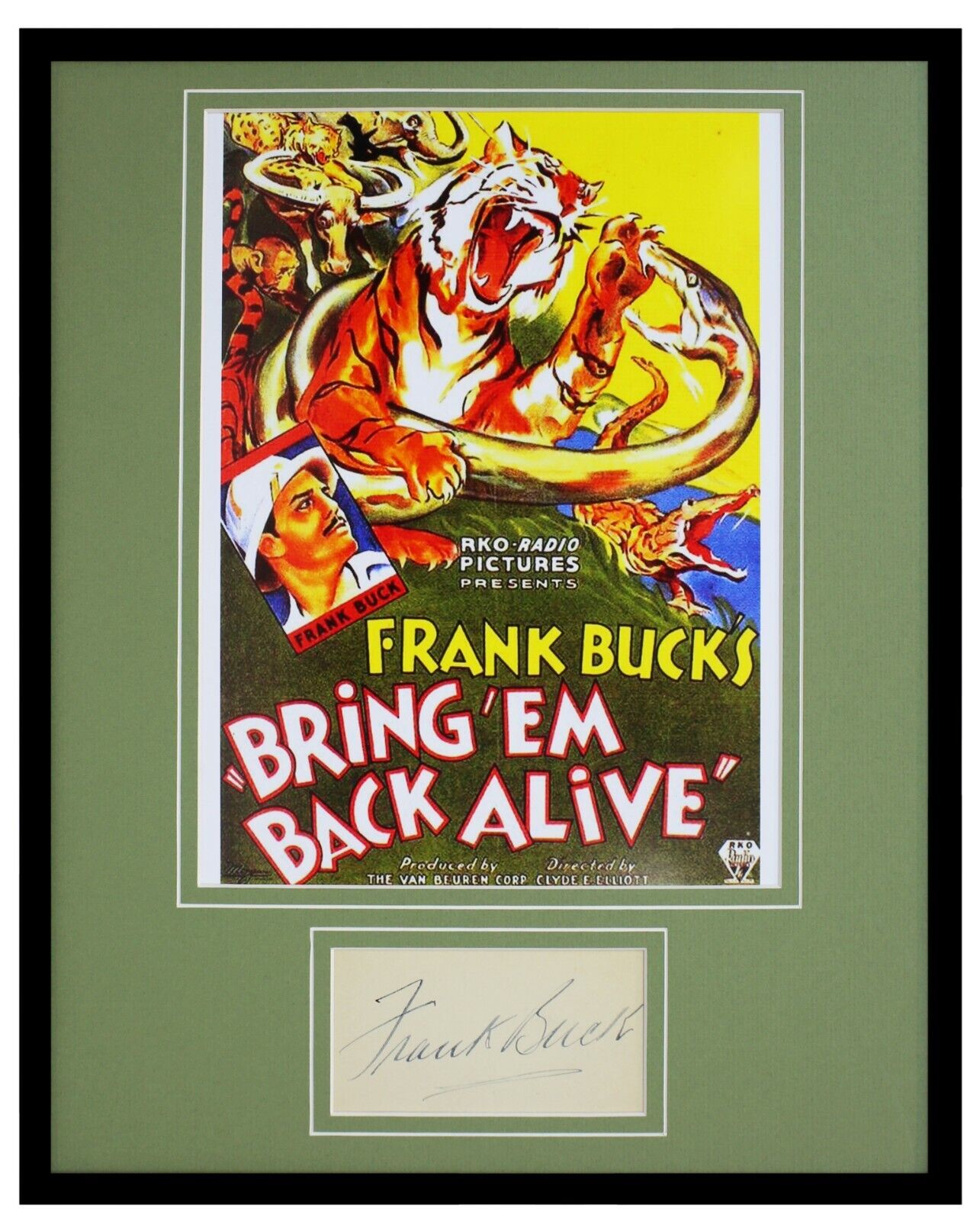 Frank Buck Signed Framed 11x14 Bring Em Back Alive Poster Display JSA