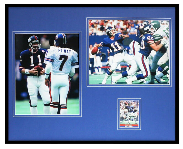 Phil Simms Signed Framed 16x20 Photo Display JSA Giants w/ John Elway