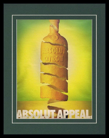 1990 Absolut Appeal Citron Vodka Framed 11x14 ORIGINAL Vintage Advertisement 