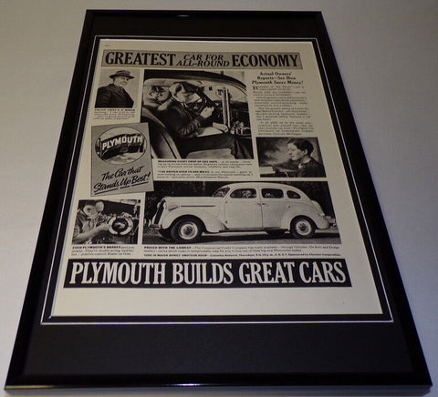 1937 Plymouth Cars Framed 11x17 ORIGINAL Vintage Advertising Poster