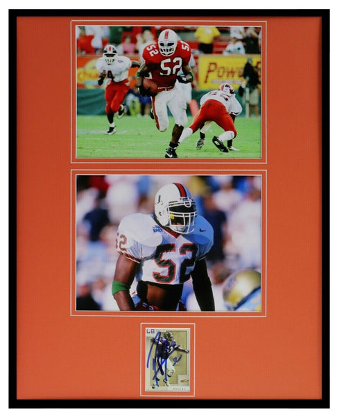 Ray Lewis Signed Framed 16x20 Photo Display Miami Hurricanes Ravens