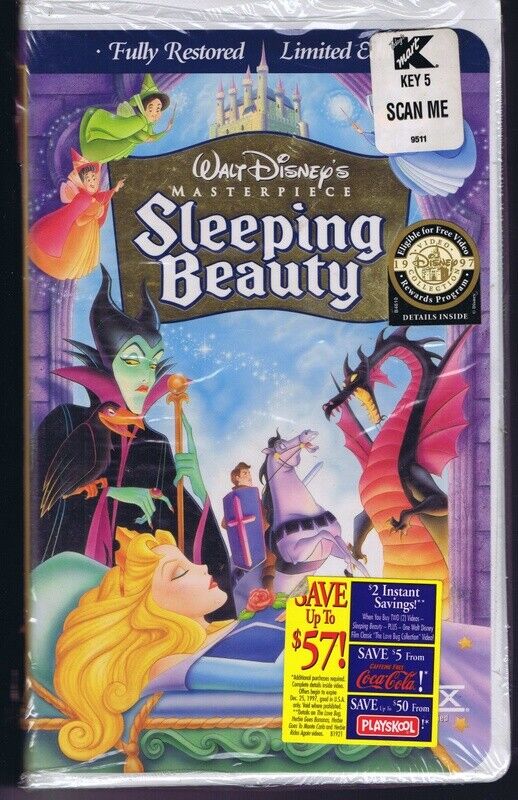 Disney Masterpiece Sleeping Beauty VINTAGE VHS Cassette Clamshell Box