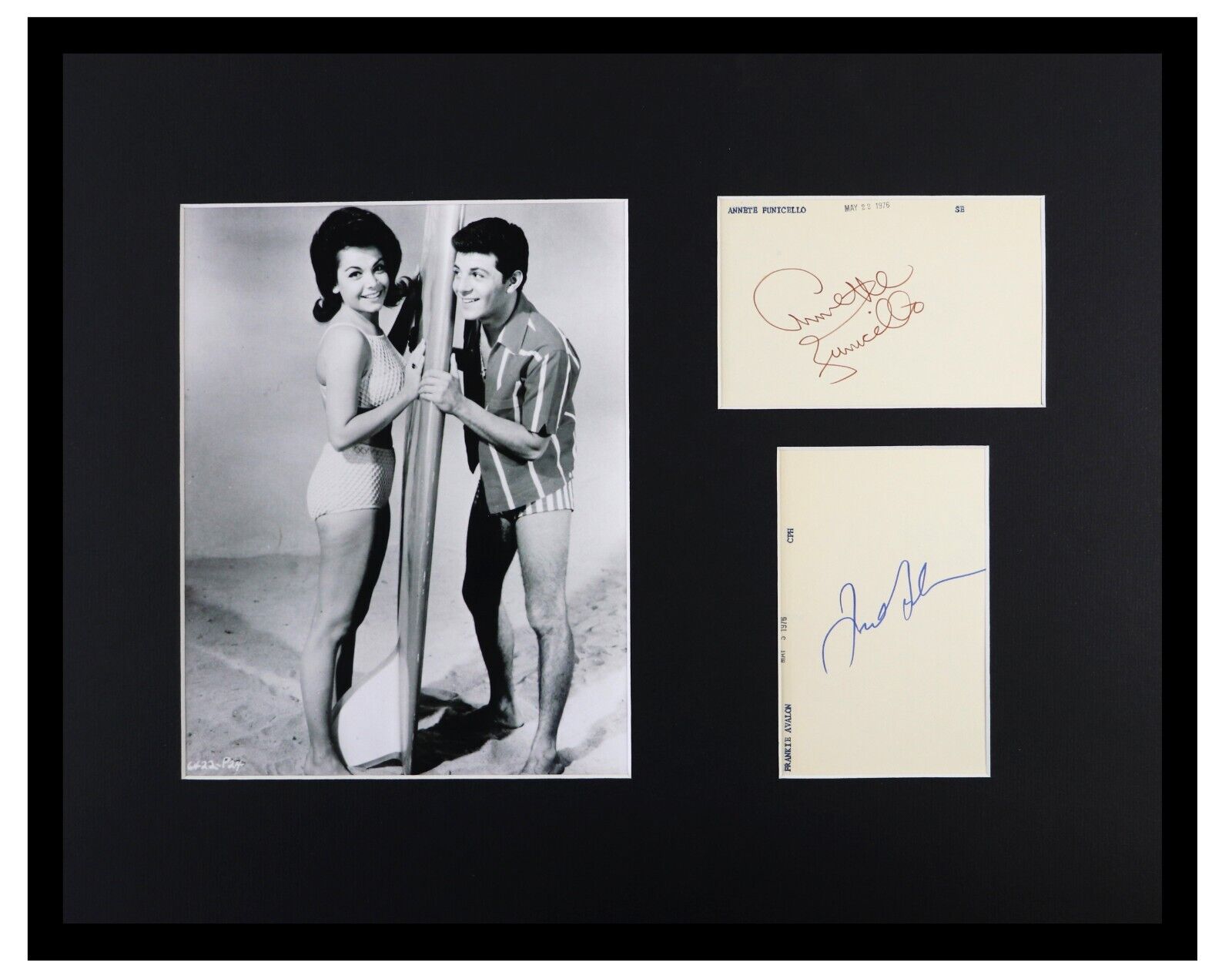 Frankie Avalon Annette Funicello 1976 Dual Signed Framed 16x20 Photo Display