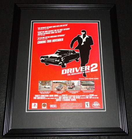 Driver 2 2000 Playstation Framed 11x14 ORIGINAL Advertisement