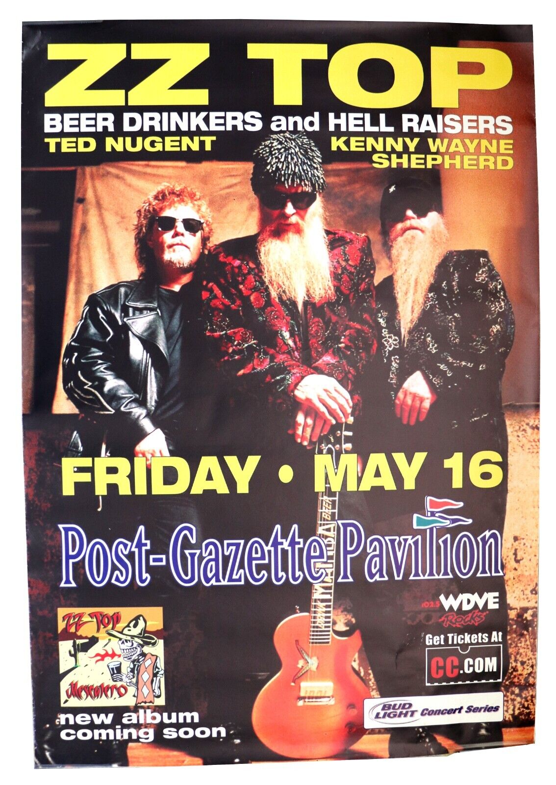 VINTAGE 2003 ZZ Top HUGE 47x70" Beer Drinkers and Hell Raisers Tour Poster