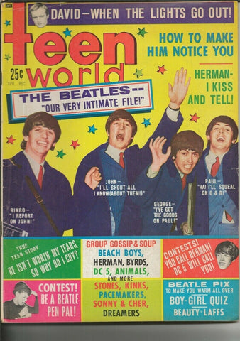 ORIGINAL Vintage Apr 1966 Teen World Magazine Beatles Rolling Stones Beach Boys