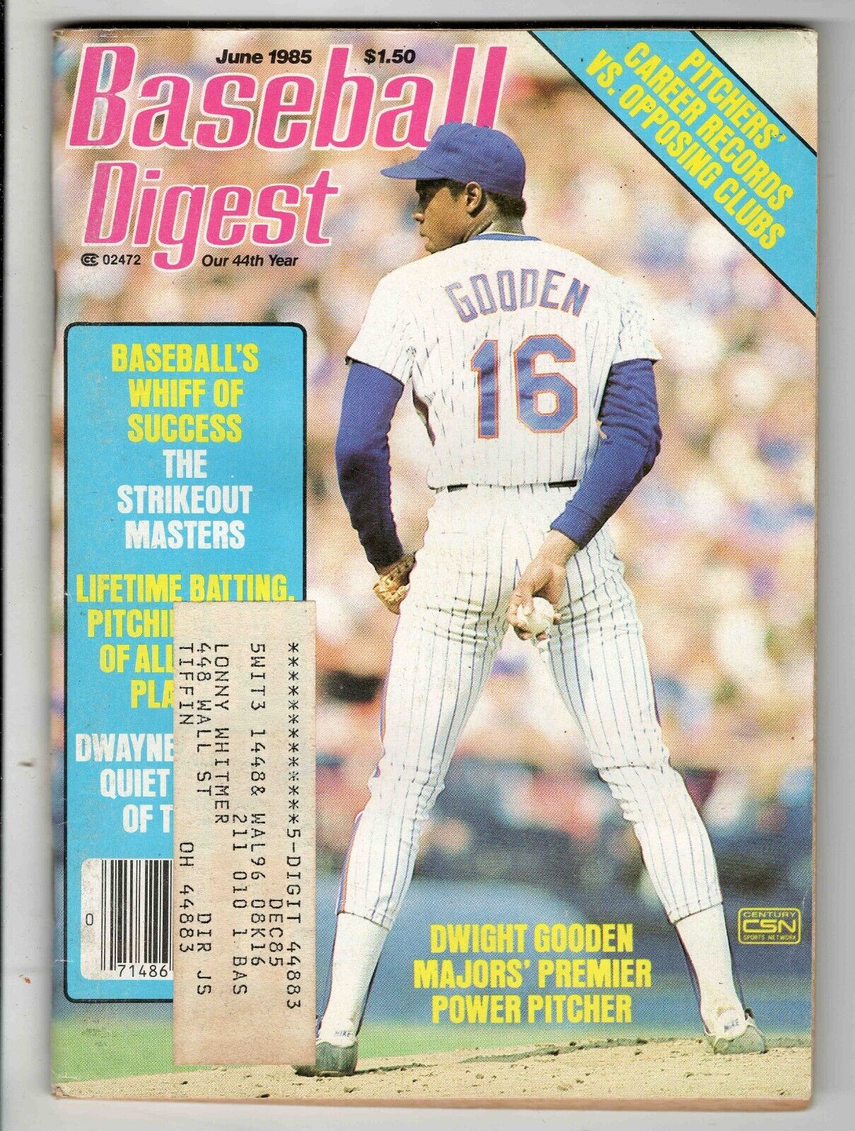 June 1985 Baseball Digest Magazine Dwight Gooden Mets