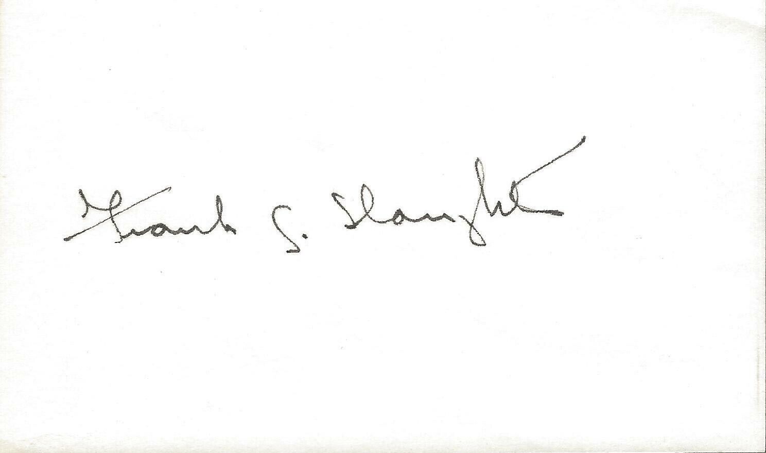 Frank G Slaughter MD Signed 3x5 Index Card