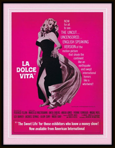 ORIGINAL Vintage 1966 La Dolce Vita Anita Ekberg 11x14 Framed Advertisement  