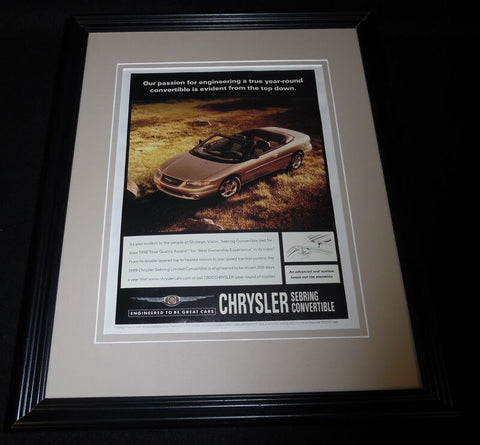 1999 Chrysler Sebring Convertible Framed 11x14 ORIGINAL Vintage Advertisement