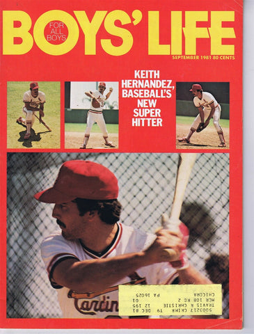 ORIGINAL Vintage Sep 1981 Boys Life Magazine Keith Hernandez Cardinals