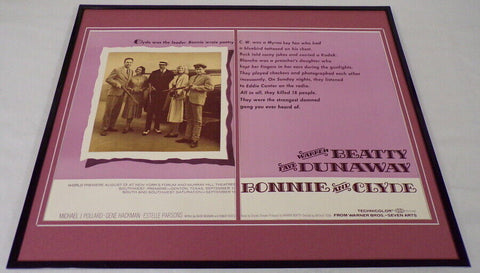 1967 Bonnie and Clyde 16x20 ORIGINAL Framed Industry Ad Warren Beatty F Dunaway