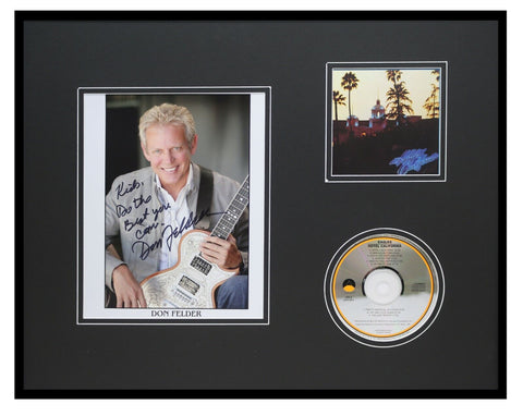 Don Felder Eagles Signed Framed 16x20 Photo & CD Display Inscribed to Classroom