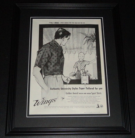 1959 Wings Sport Shirts 11x14 Framed ORIGINAL Vintage Advertisement Poster