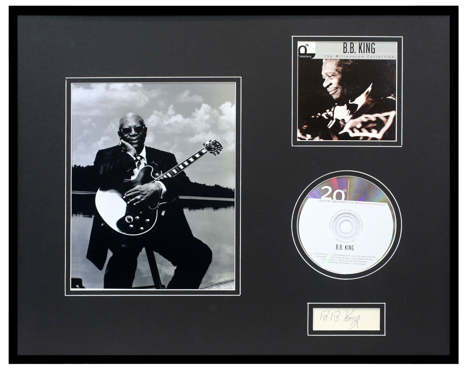 BB King Signed Framed 16x20 CD + Photo Display JSA