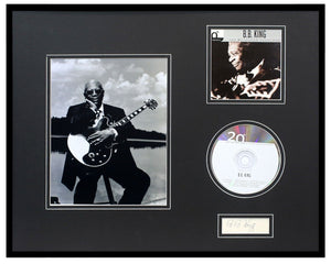 BB King Signed Framed 16x20 CD + Photo Display JSA