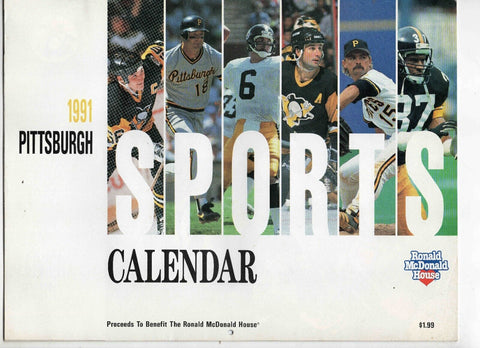 VINTAGE 1991 Pittsburgh Sports Calendar McDonald's Mario Lemieux