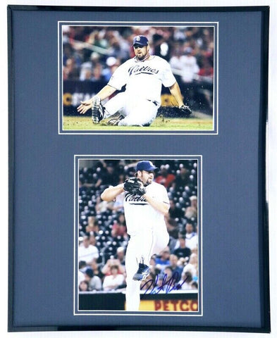 Heath Bell Signed Framed 16x20 All Star Game Slide Photo Set Padres 