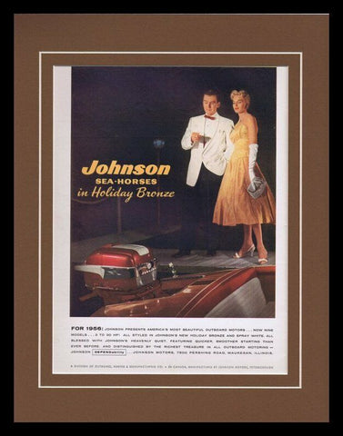 1956 Johnson Motors Sea Horse Framed 11x14 ORIGINAL Vintage Advertisement