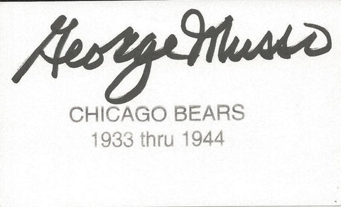 George Musso Signed 3x5 Index Card Bears 