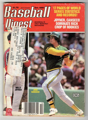 Oct 1986 Baseball Digest Magazine Jose Canseco Wally Joyner