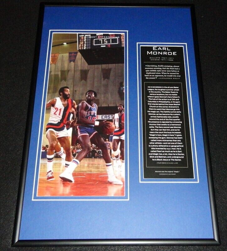 Earl the Pearl Monroe Knicks Framed 12x18 Photo Display