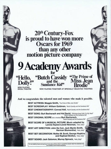 20th Century Fox 1970 Academy Awards ORIGINAL Vintage 9x12 Industry Ad  