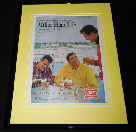 1966 Miller High Life Beer Framed 11x14 ORIGINAL Vintage Advertisement