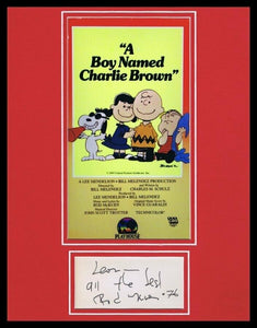 Rod McKuen Signed Framed 11x14 Note & A Boy Named Charlie Brown Poster Display