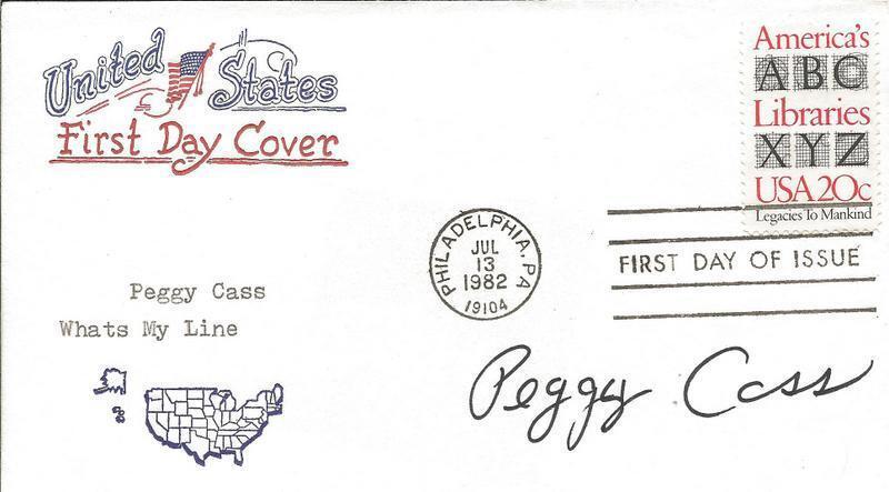 Peggy Cass Signed 1982 First Day Cover FDC What's My Line