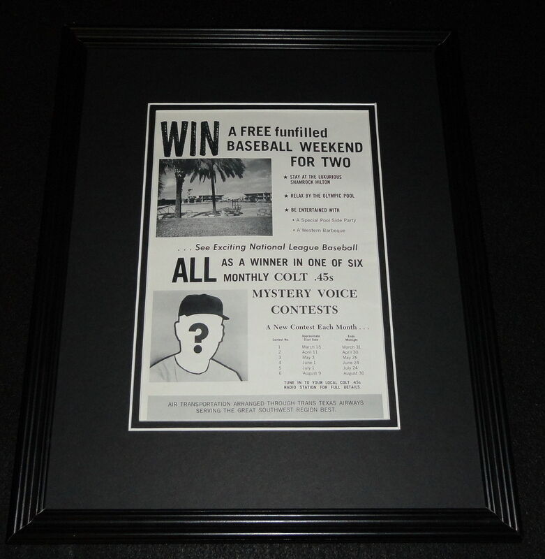 1963 Houston Colt .45s Mystery Voice Contest Framed 11x14 ORIGINAL Advertisement