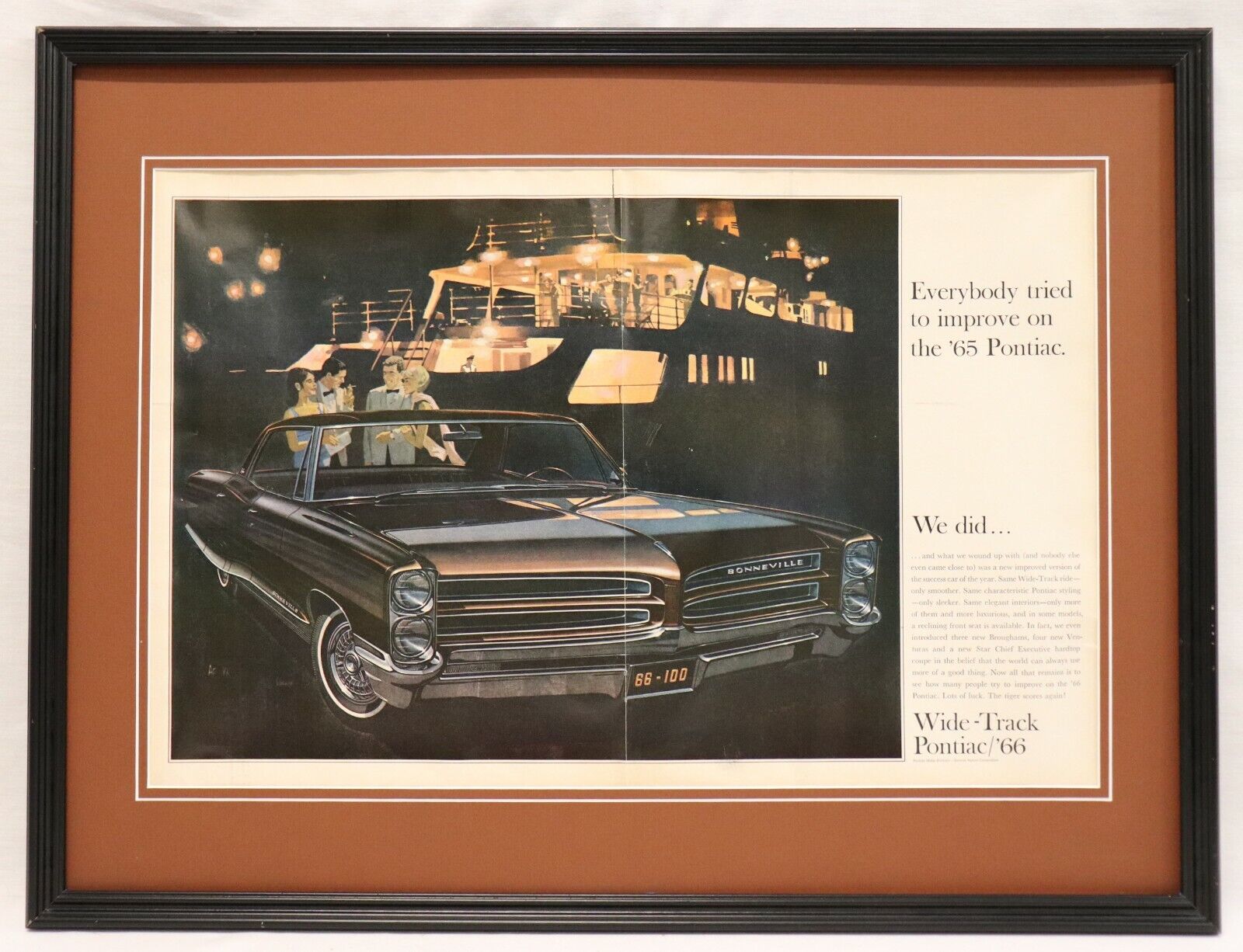 1966 Wide Track Pontiac Framed ORIGINAL 18x24 Advertising Display