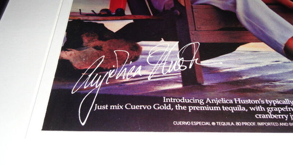 Anjelica Huston Facsimile Signed Framed '87 Cuervo Tequila Advertising Display