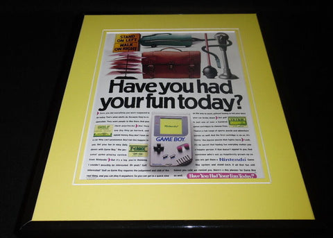 1992 Nintendo Game Boy Framed ORIGINAL 11x14 Vintage Advertisement 