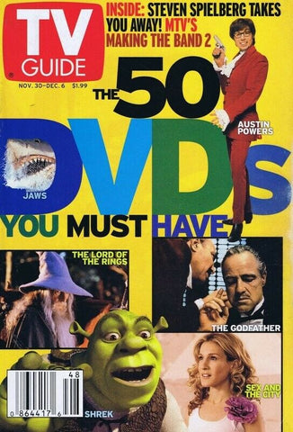 ORIGINAL Vintage Nov 30 2002 TV Guide No Label Austin Powers Shrek Godfather