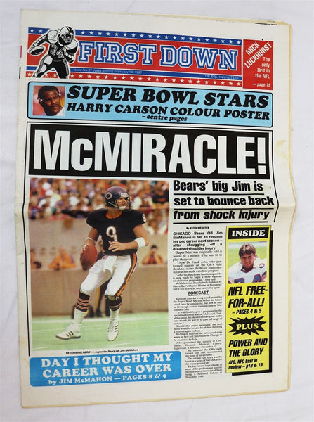  VINTAGE Feb 14 1987 UK First Down Magazine Jim McMahon Bears