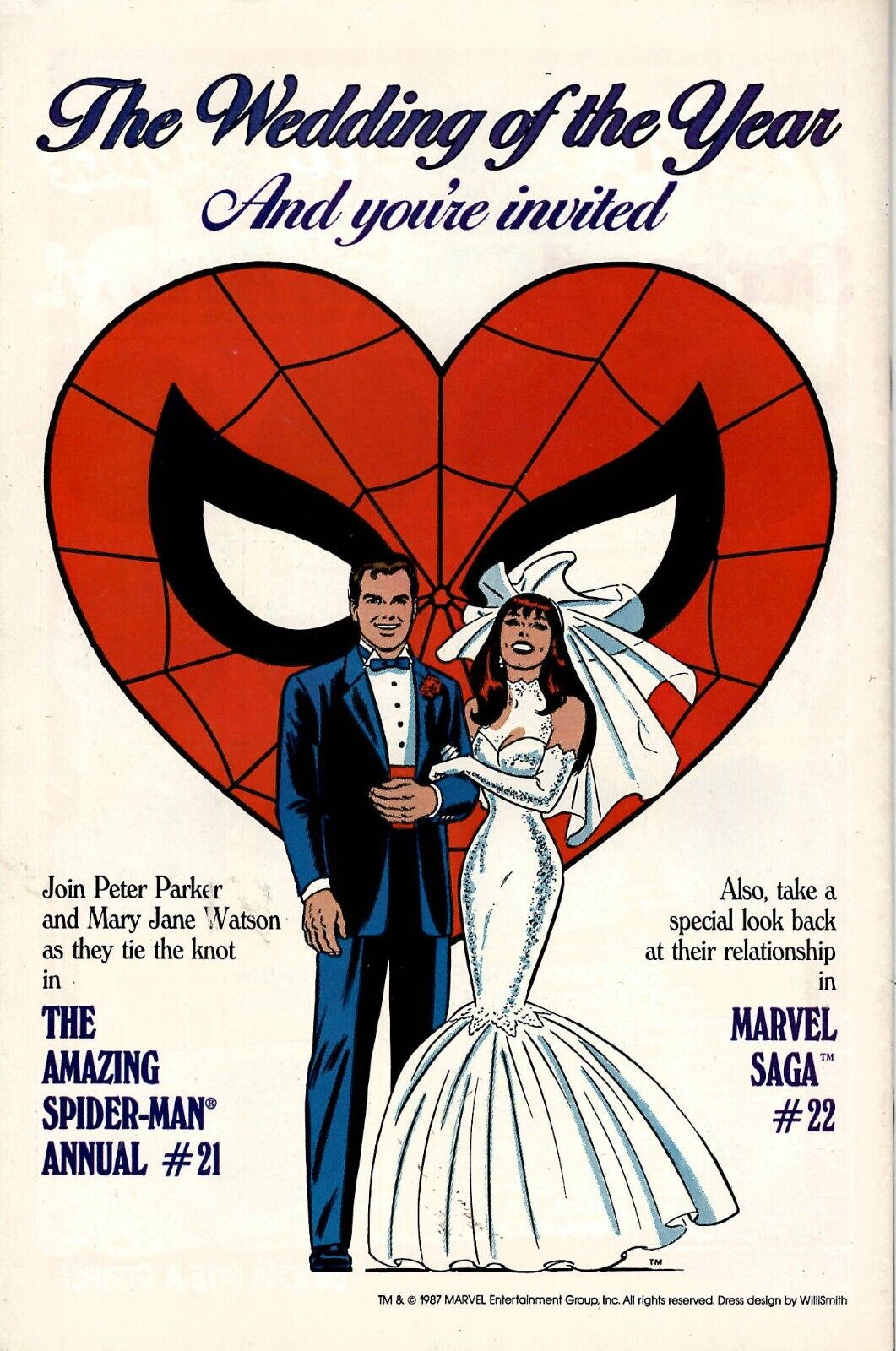 VINTAGE 1987 Marvel Spider-Man Wedding Peter Parker MJ Print Advertisement