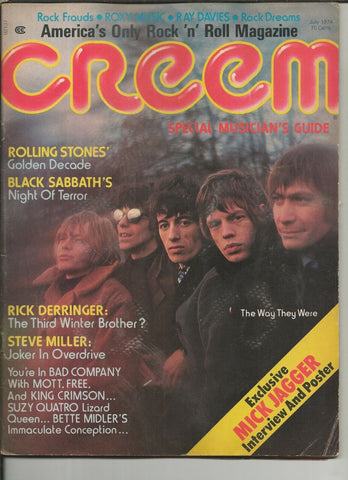 ORIGINAL Vintage July 1974 Creem Magazine Rolling Stones Black Sabbath