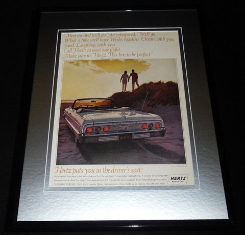 1964 Hertz Rent a Car / Chevrolet 11x14 Framed ORIGINAL Vintage Advertisement