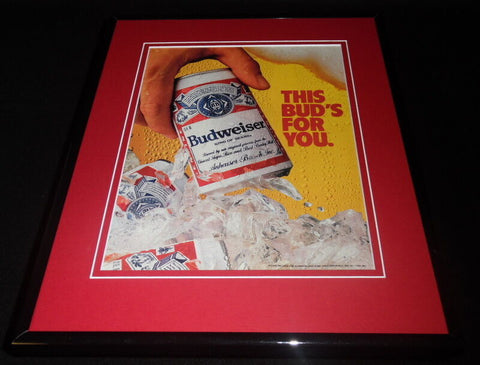 1988 Budweiser Beer This Bud's For You Framed 11x14 ORIGINAL Advertisement