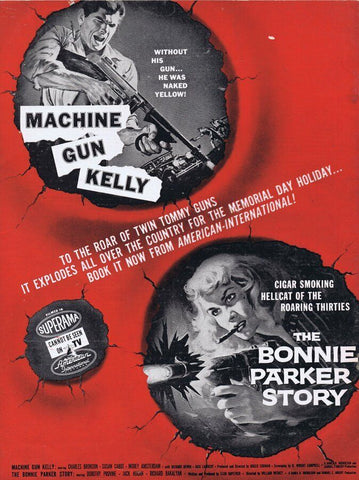 Machine Gun Kelly / Bonnie Parker 1958 ORIGINAL Vintage 9x12 Industry Ad  