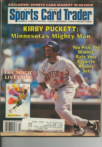 ORIGINAL Vintage Mar 1992 Sports Card Trader Magazine Kirby Puckett