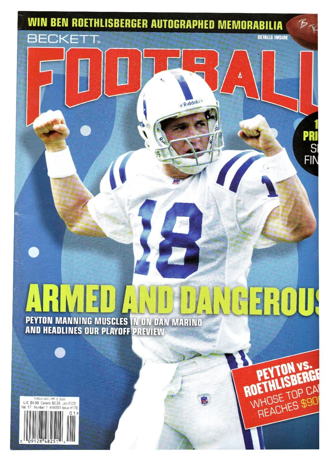 VINTAGE Jan 2005 Beckett Football Magazine Peyton Manning Colts