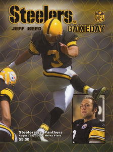 Aug 28 2008 Carolina Panthers vs Pittsburgh Steelers Program Jeff Reed Cover