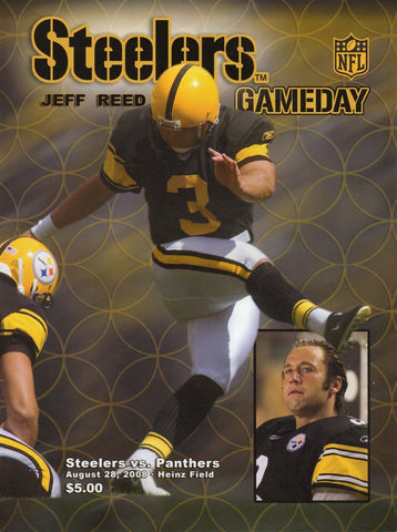 Aug 28 2008 Carolina Panthers vs Pittsburgh Steelers Program Jeff Reed Cover